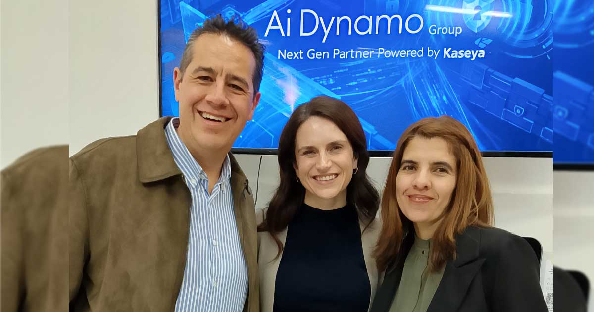 René Avalos, Fundador de AI Dynamo; Samantha Bontemps, Partner Manager de Kaseya y Emy Murphy, Sr. Channel Manager Latam de Kaseya