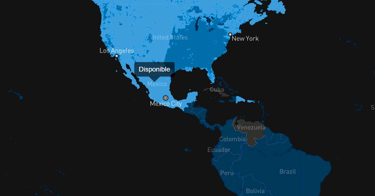 Disponibilidad del servicio de Starlink, segn el sitio Web de la empresa